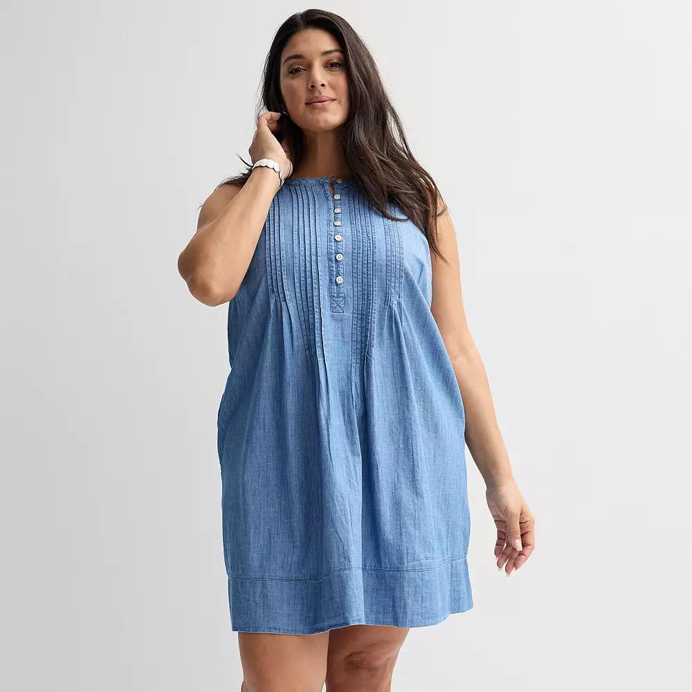 Plus Size Sonoma Goods For Life® Pintuck Dress, Women's, Size: 5XL, Chambray Product Image
