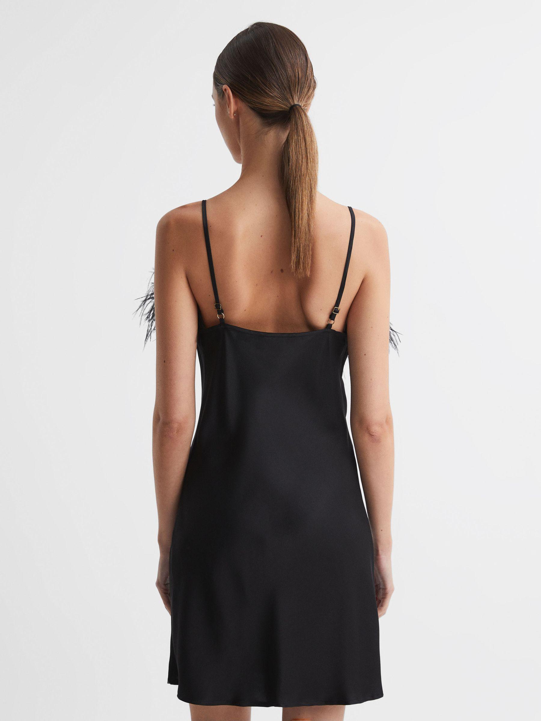 Sleeper Feather Mini Slip Dress in Black Product Image