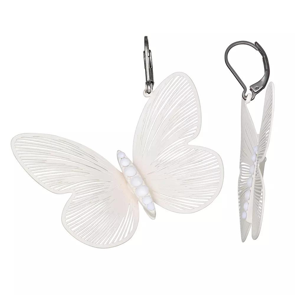 Simply Vera Vera Wang Butterfly Drop Earrings, Women's, White Product Image