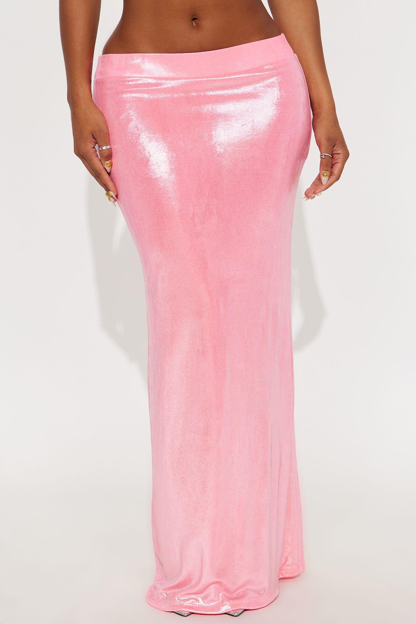 Here's To You Shimmer Maxi Skirt - Pink Female Product Image