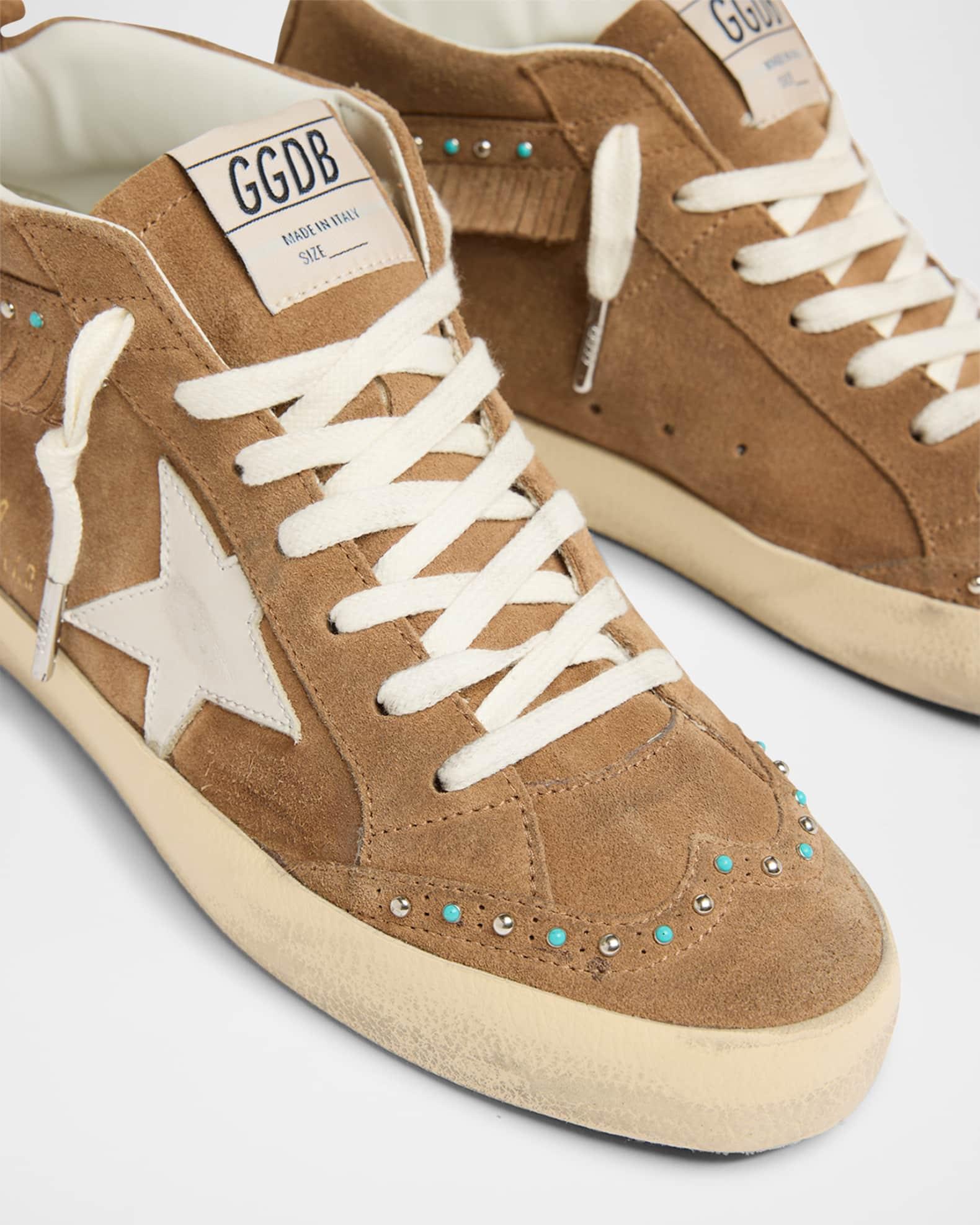 Mid Star Suede Mid-Top Sneakers with Fringe and Studs Product Image