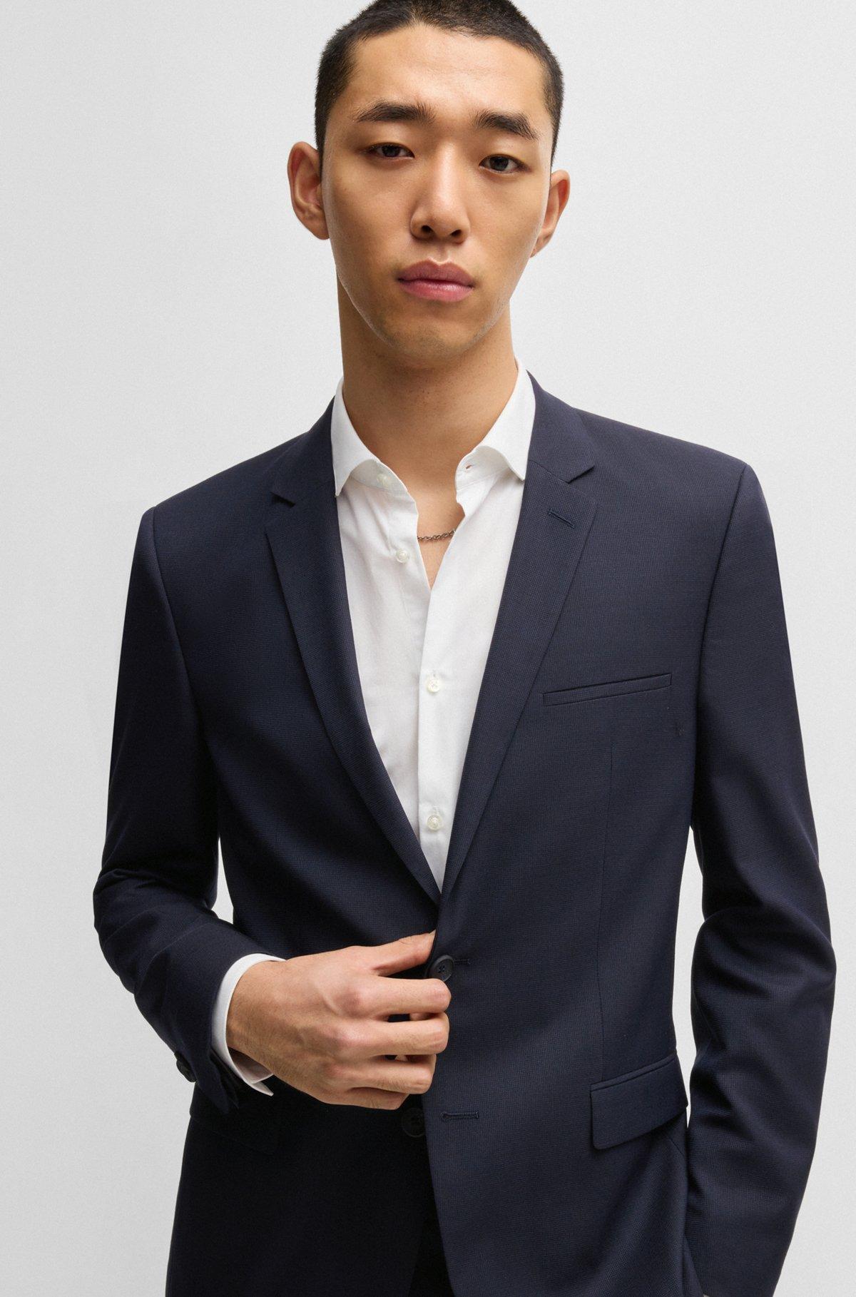Extra-slim-fit suit in micro-patterned dobby Product Image