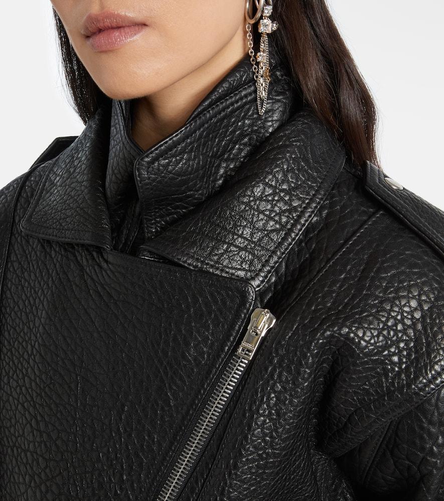 ISABEL MARANT Aneli Double-collar Leather Bomber Jacket In Black Product Image
