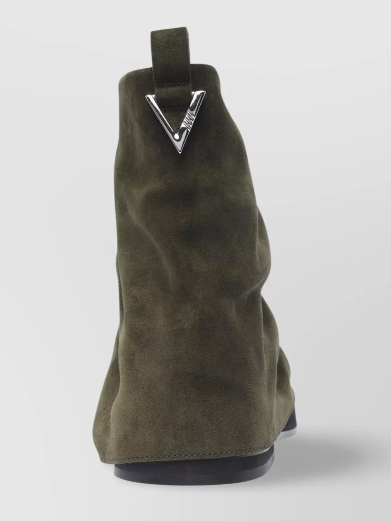 ATTICO Leather Ankle Pull Tab Combat Boots In Green Product Image