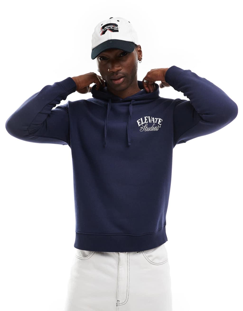 Another Influence elevate oversized hoodie in navy Product Image