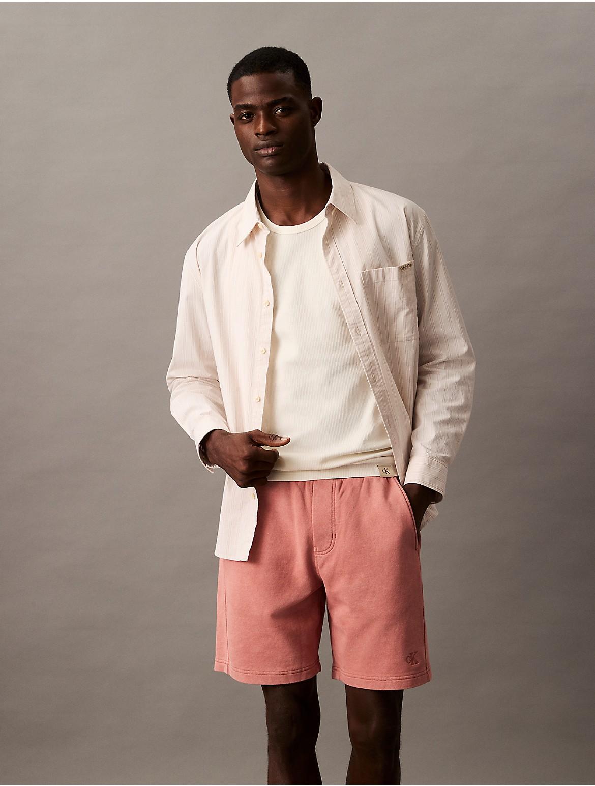 Calvin Klein Mens Washed Terry Shorts - Red Product Image