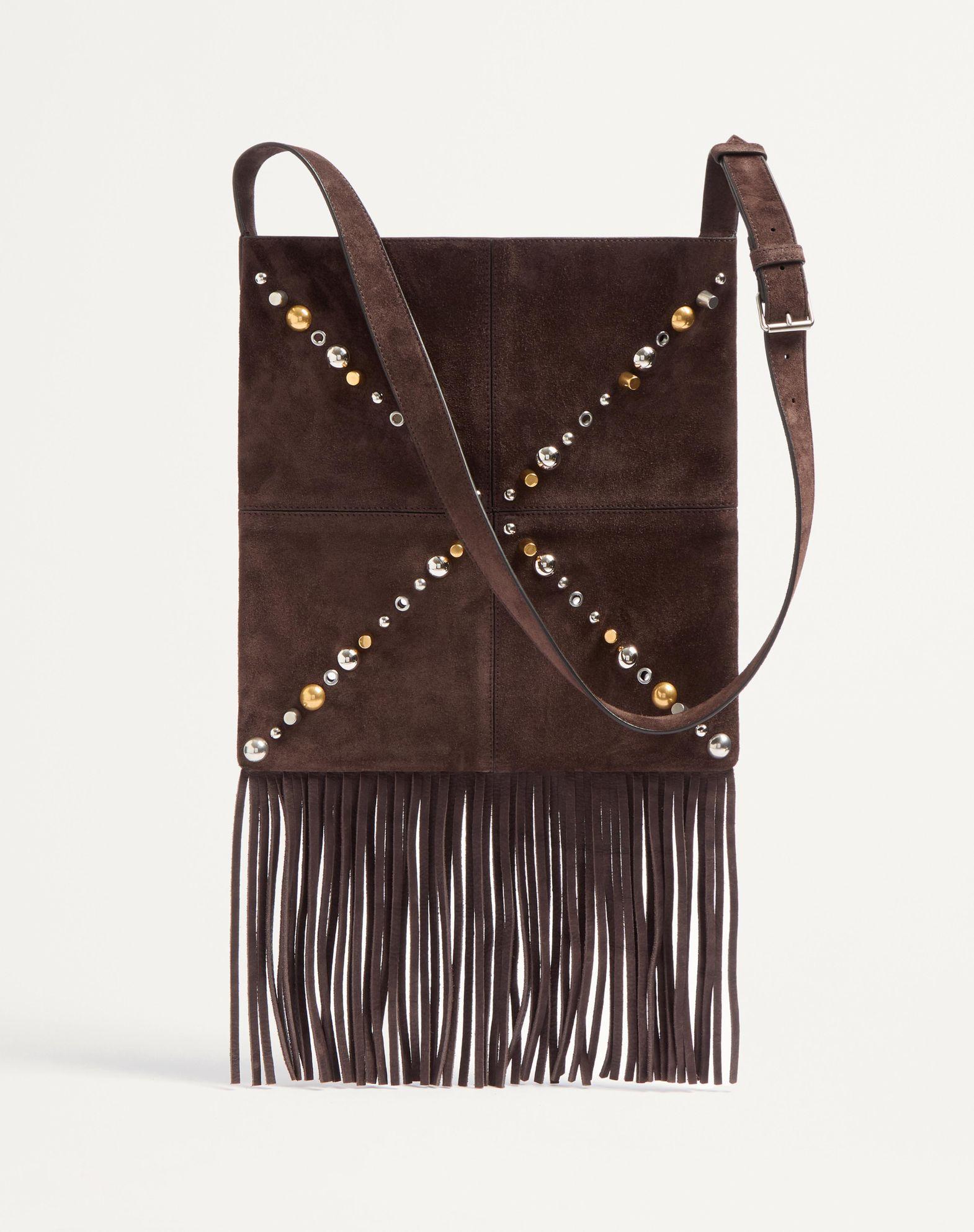 Valentino Garavani Nellcôte Suede Shoulder Bag With Fringes Product Image