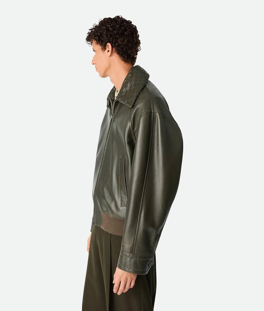 Men's Leather Blouson in Dark forest Product Image