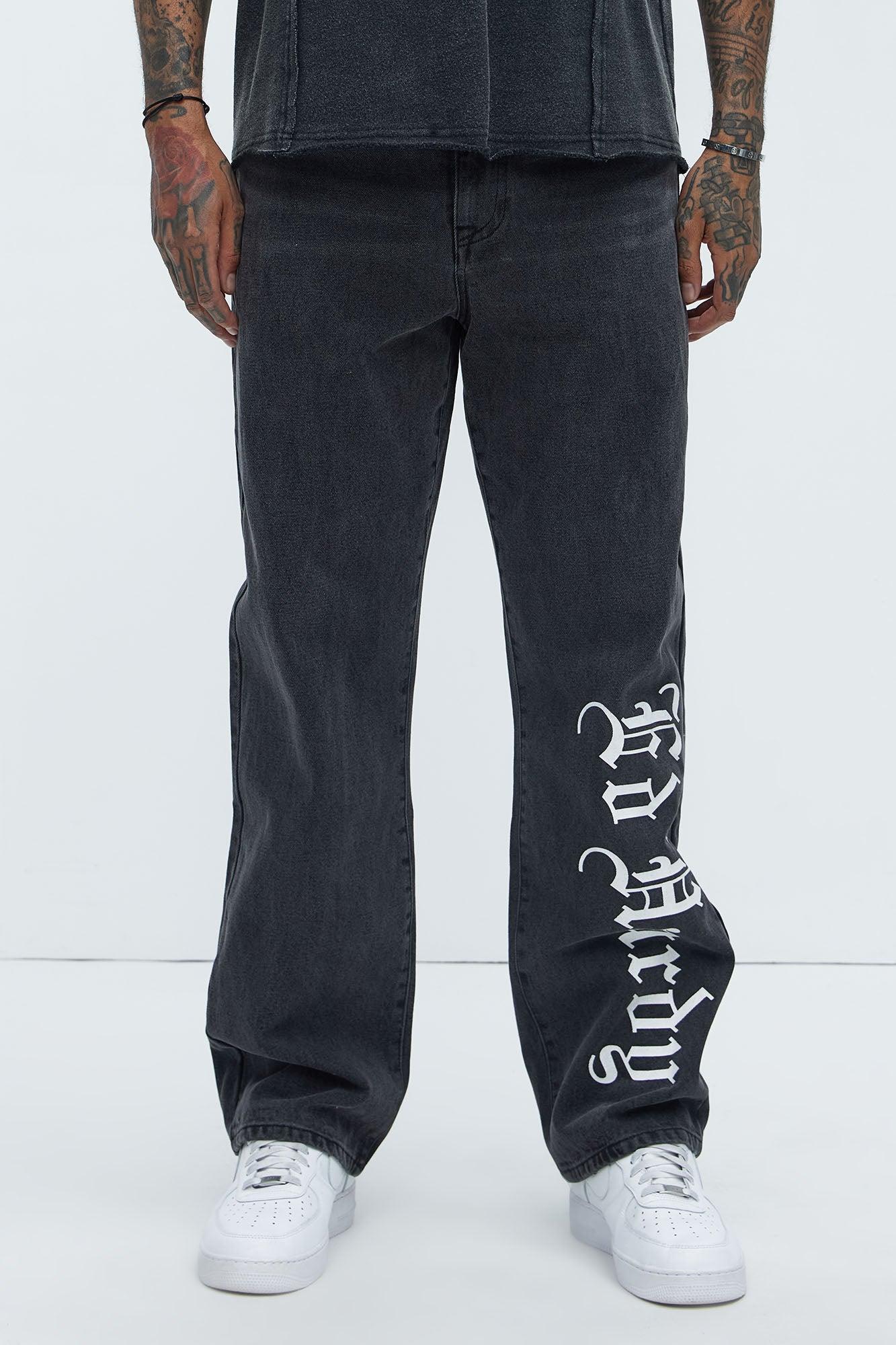 Ed Hardy Relaxed Panther Wings Jeans - Black Product Image