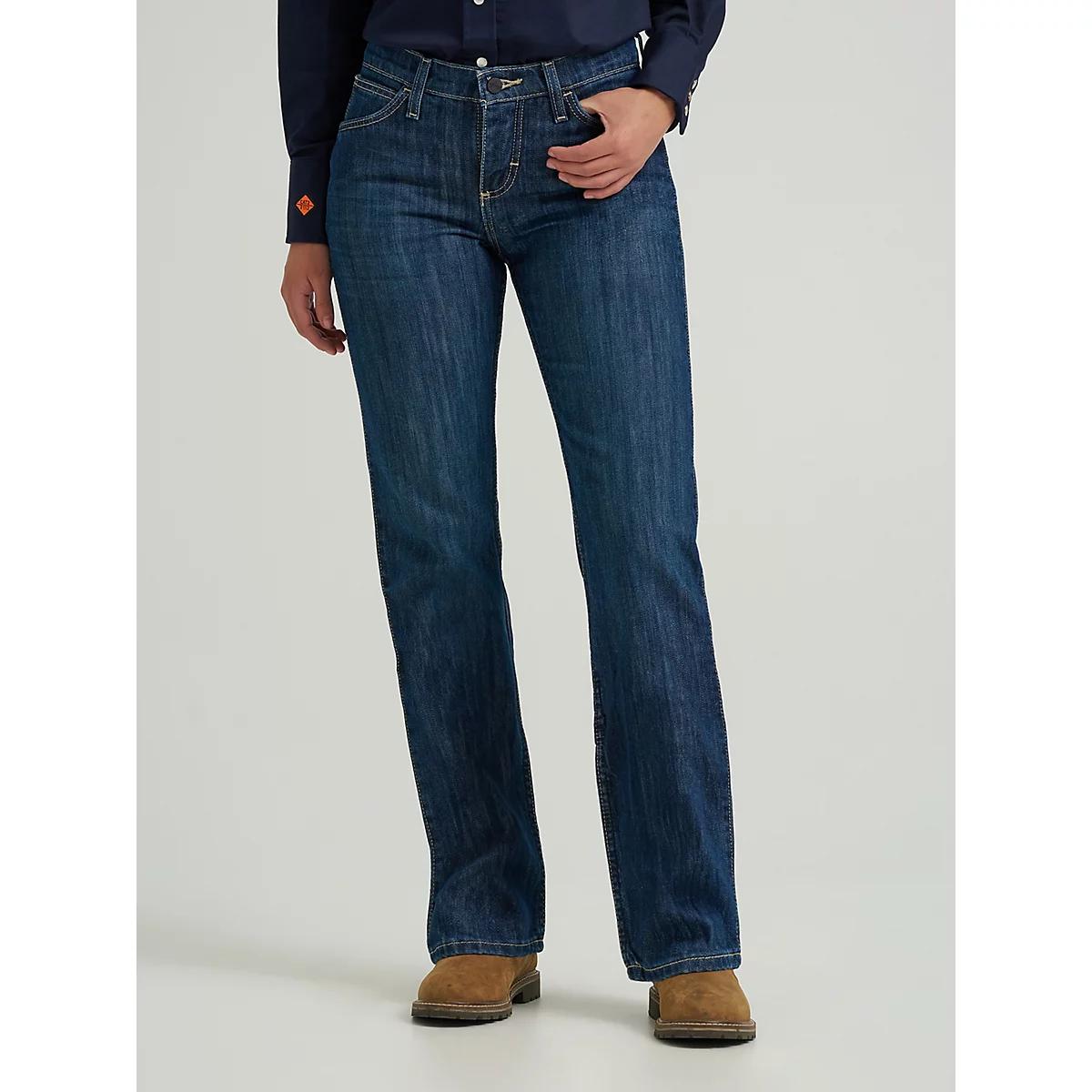 Women's Wrangler® FR Flame-Resistant Bootcut Jean in Rinse Wash Product Image