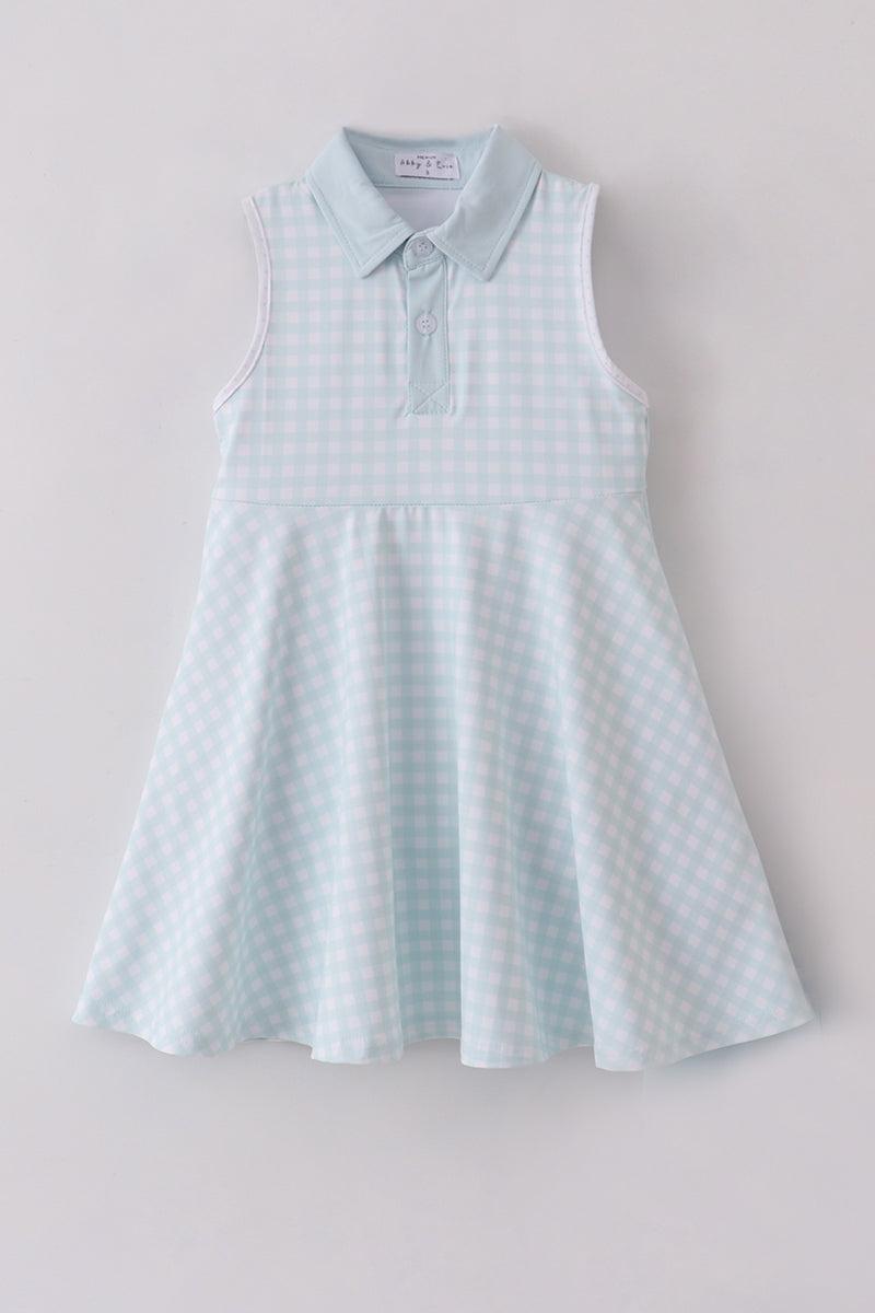 Blue active gingham dress set Product Image