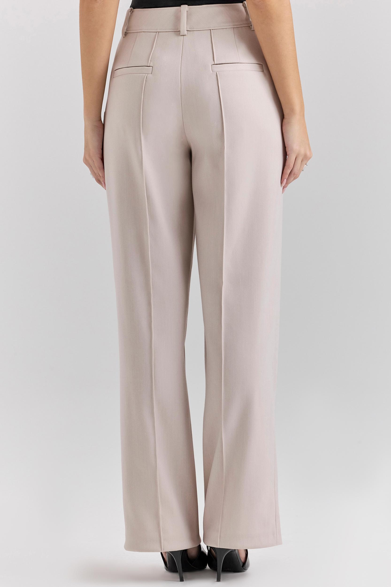 Hayden  beige high waist tailored trousers Product Image