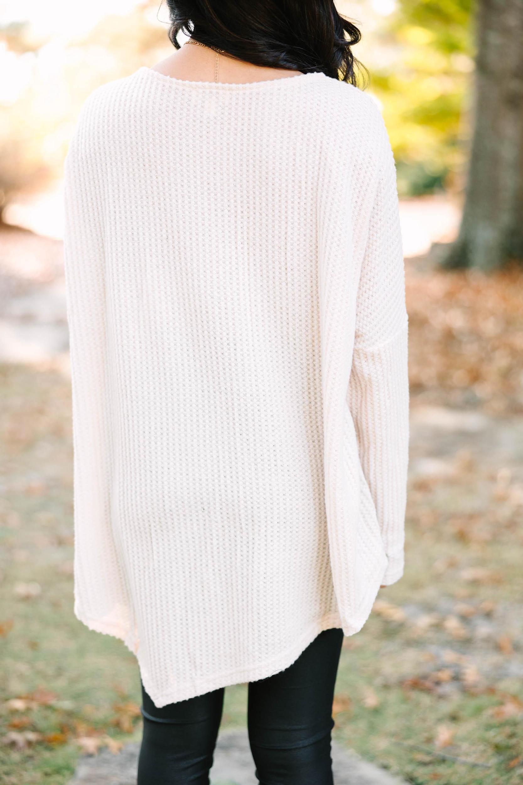 My Type Natural White Waffle Knit Tunic Female Product Image