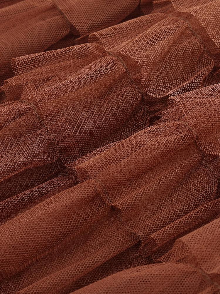 A-Line Mesh Ruffle Tiered Women Skirt Product Image
