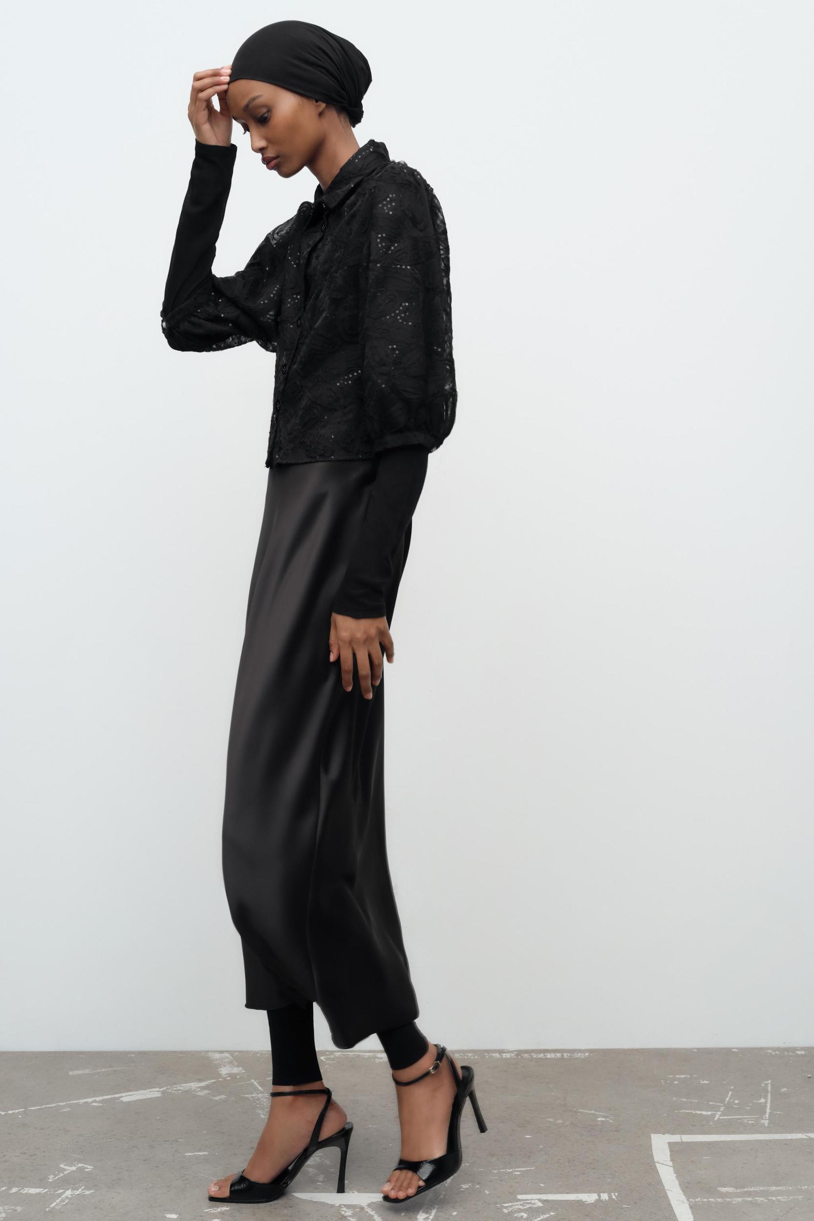 CROP SEQUIN SHIRT Product Image