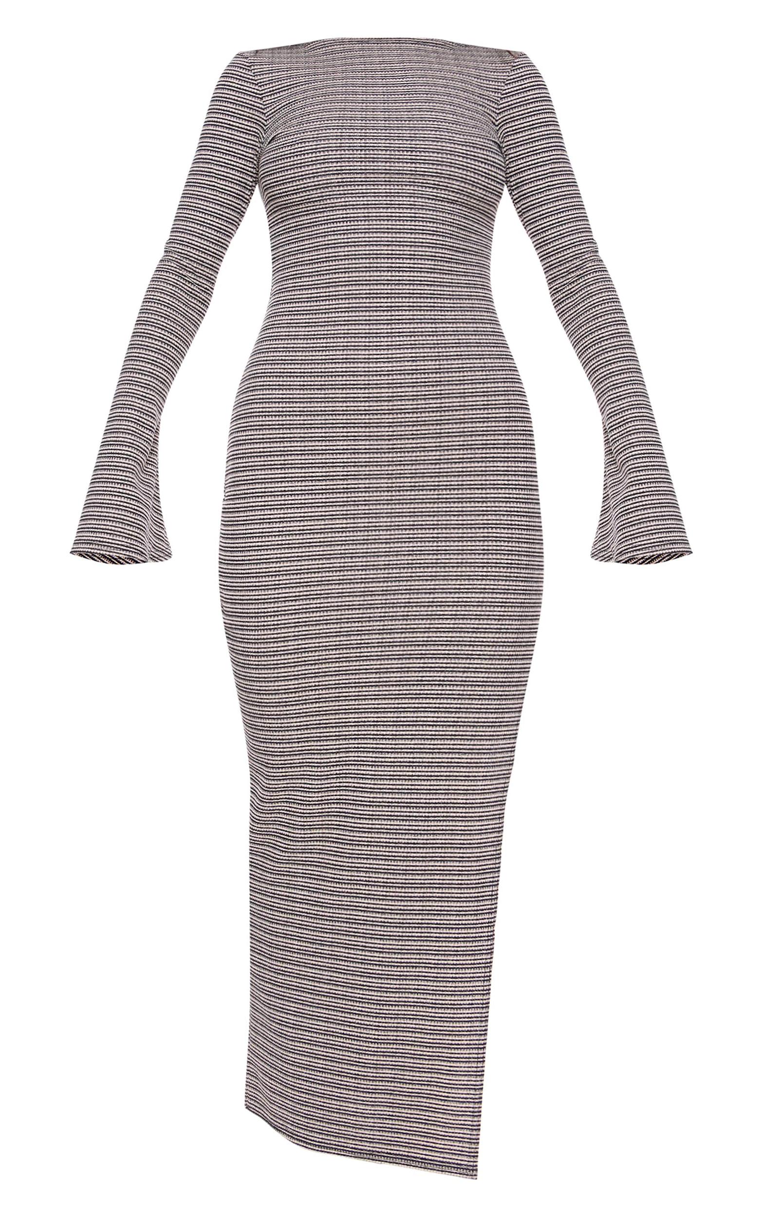 Monochrome Textured Flared Sleeve Maxi Dress Product Image