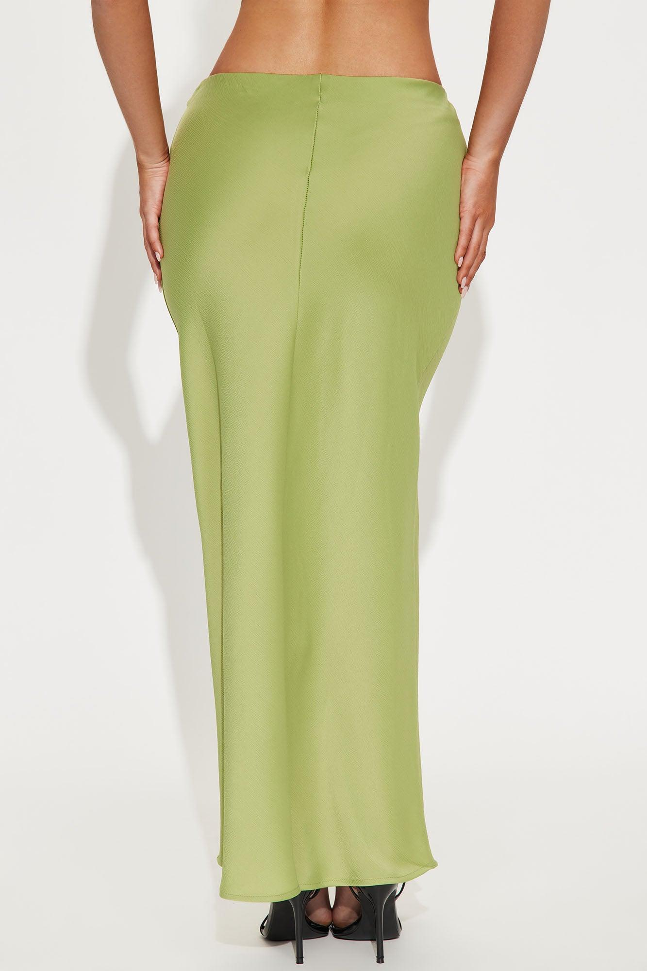 Brunch to GNO Satin Maxi Skirt - Sage Product Image