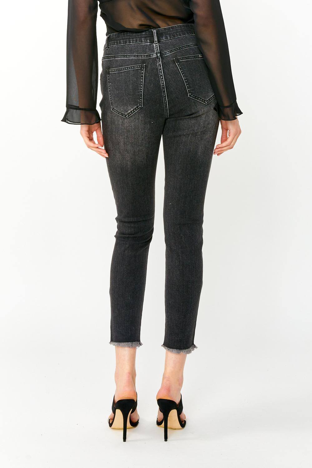 Stretch Charcoal Jean with side seam silver crystal embellishment Product Image