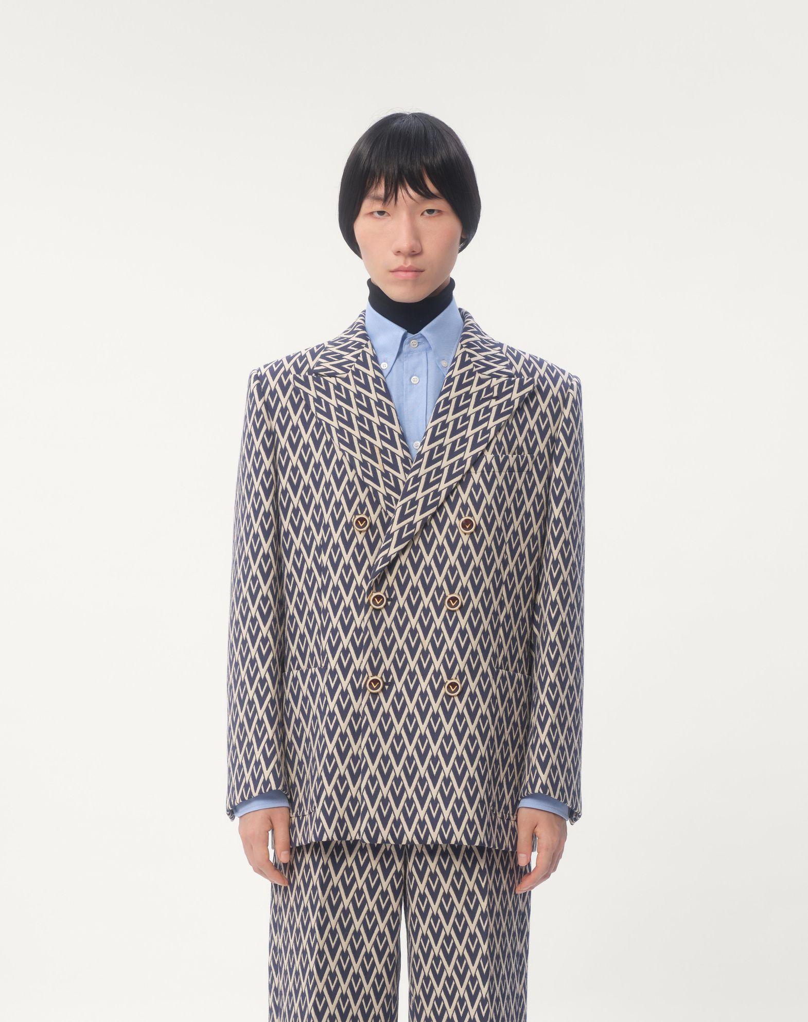 Double-Breasted Wool Jacket With Jacquard Toute La V Pattern Product Image