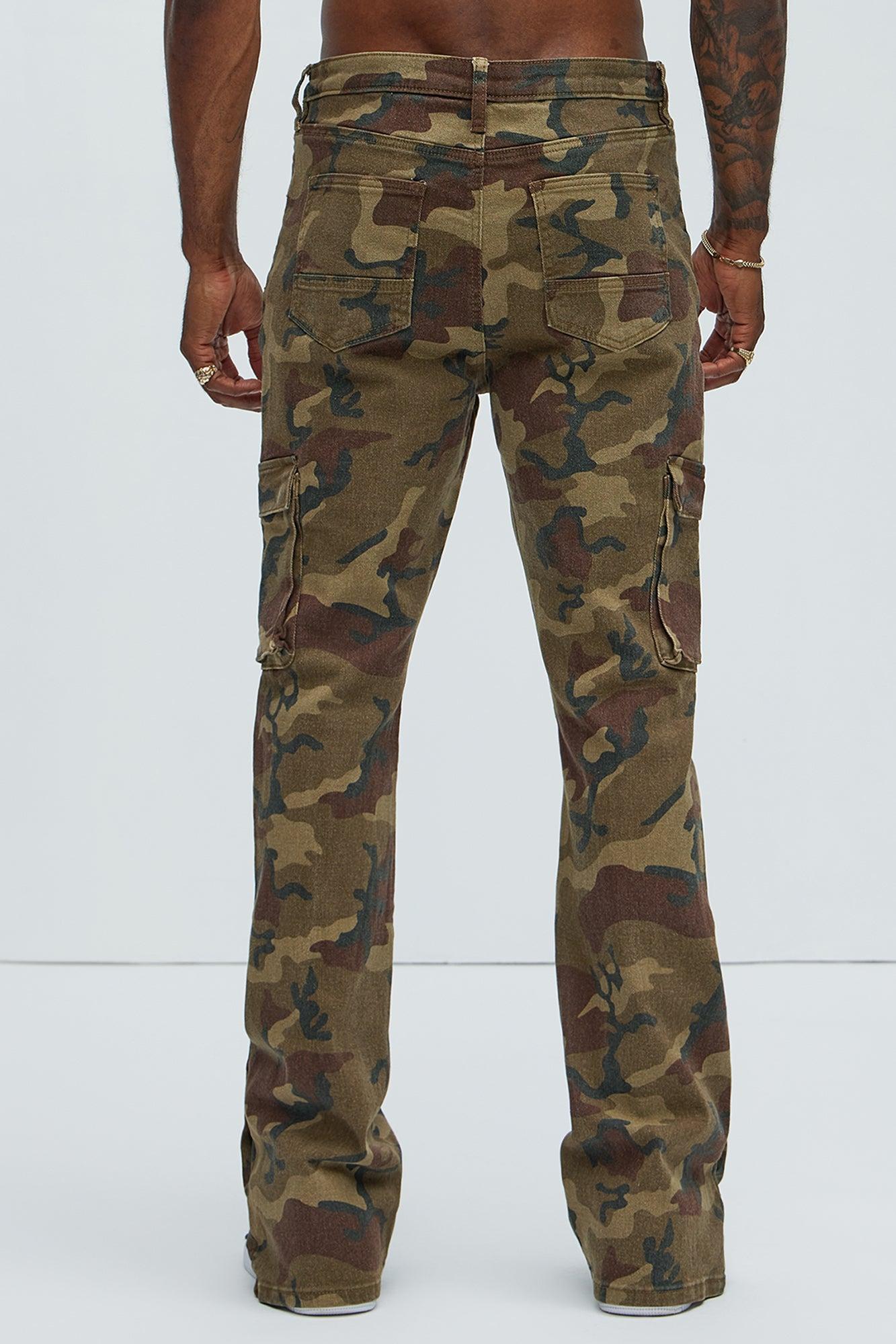 Snap At It Cargo Stacked Skinny Flare Pants - Camouflage Product Image