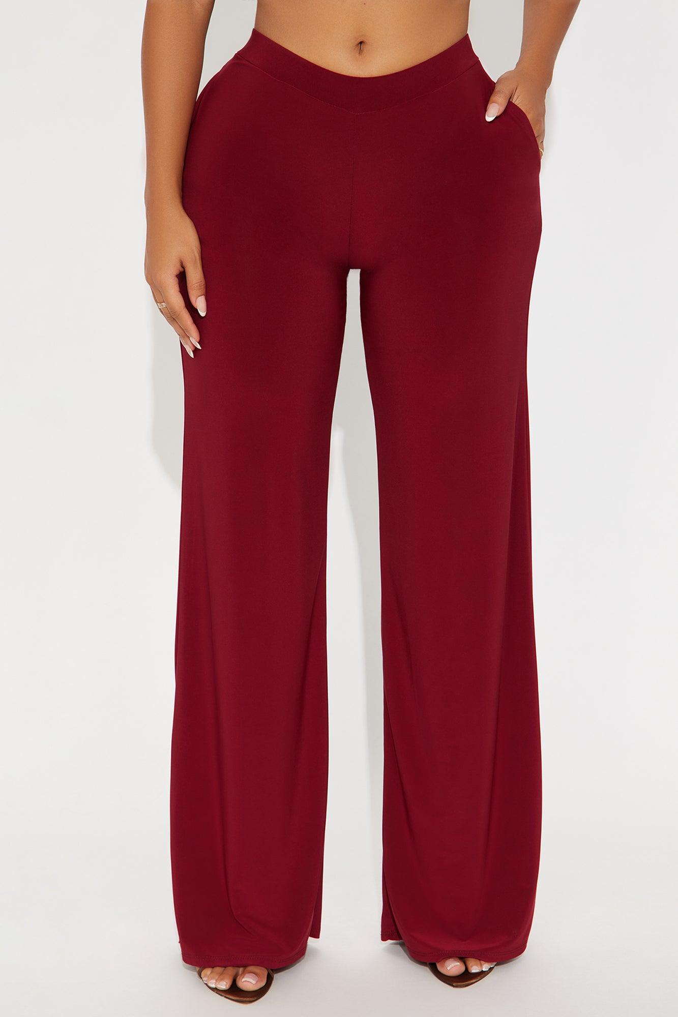 Promise Me Low Rise Wide Leg Travel Pant 33 - Raspberry Female Product Image