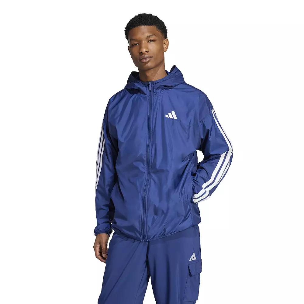 Men's adidas Essentials 3-Stripes Sportswear Windbreaker, Size: Small, Dark Blue Product Image