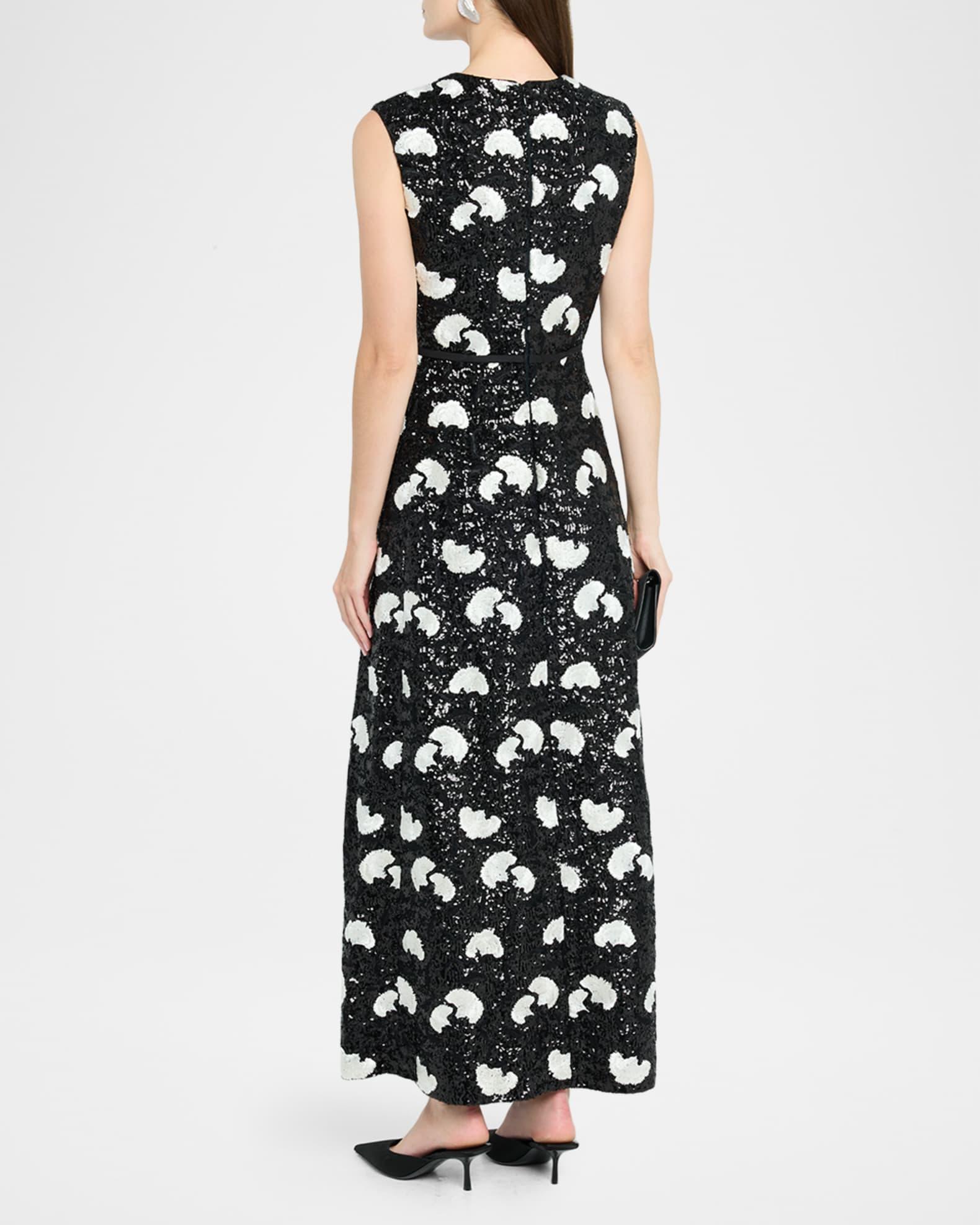 Embroidered Sequin Sleeveless Ankle Dress Product Image