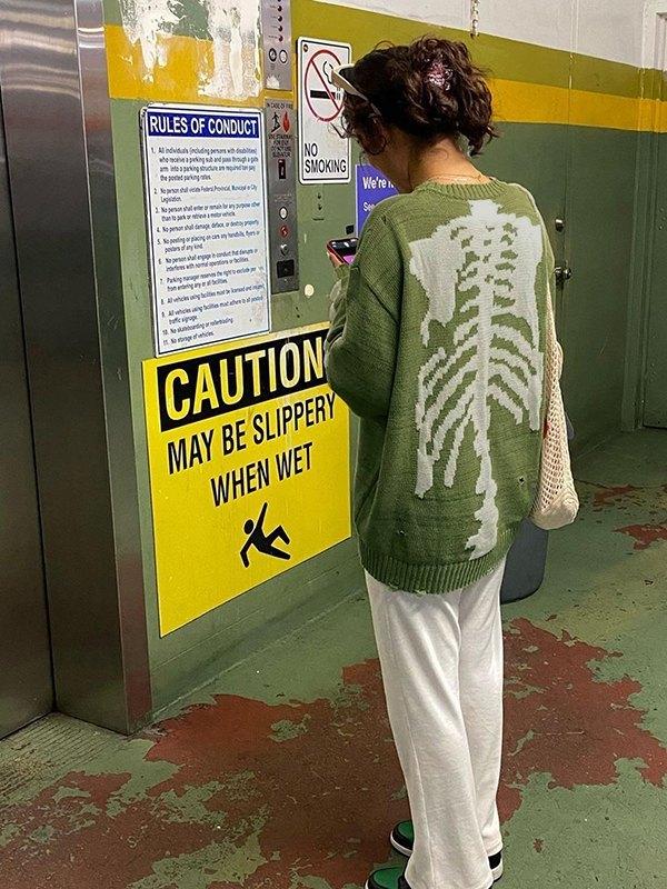 Oversized Skeleton Knit Sweater Product Image