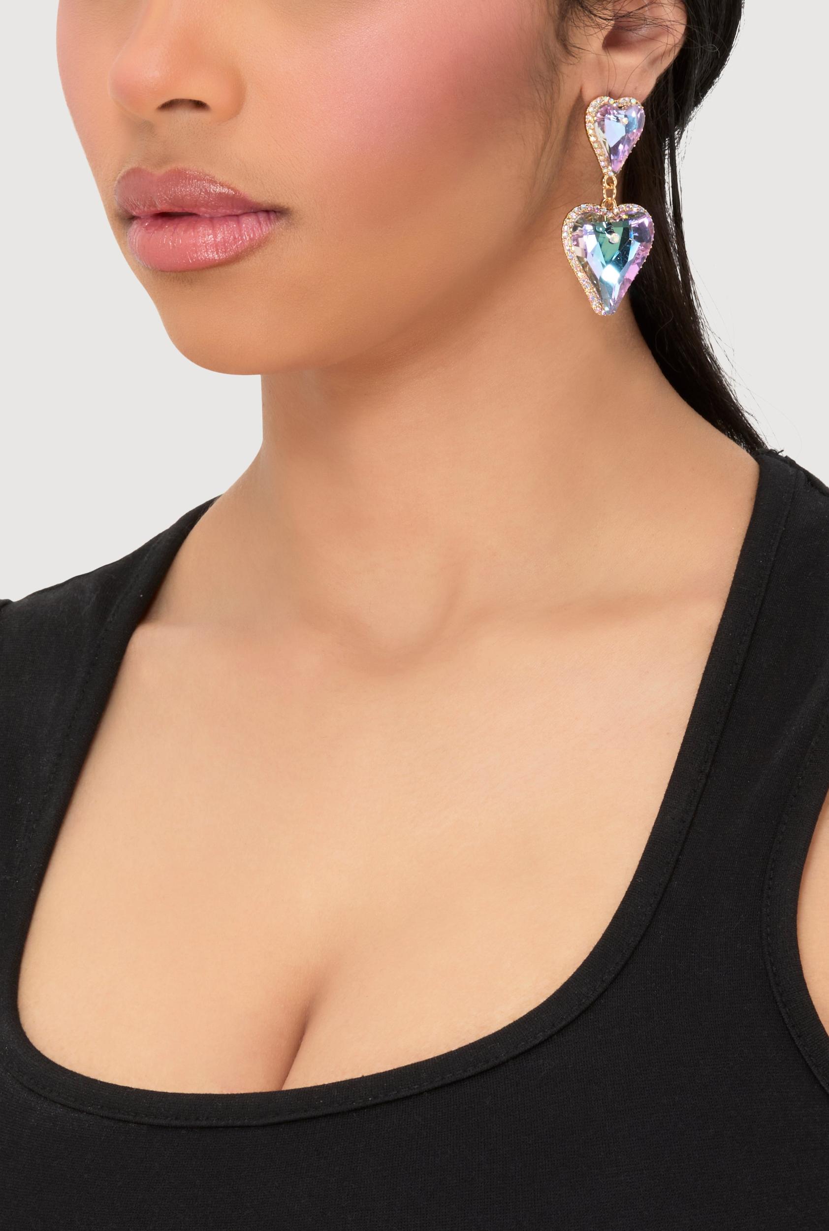 Tiered Heart Drop Earrings Unisex Product Image