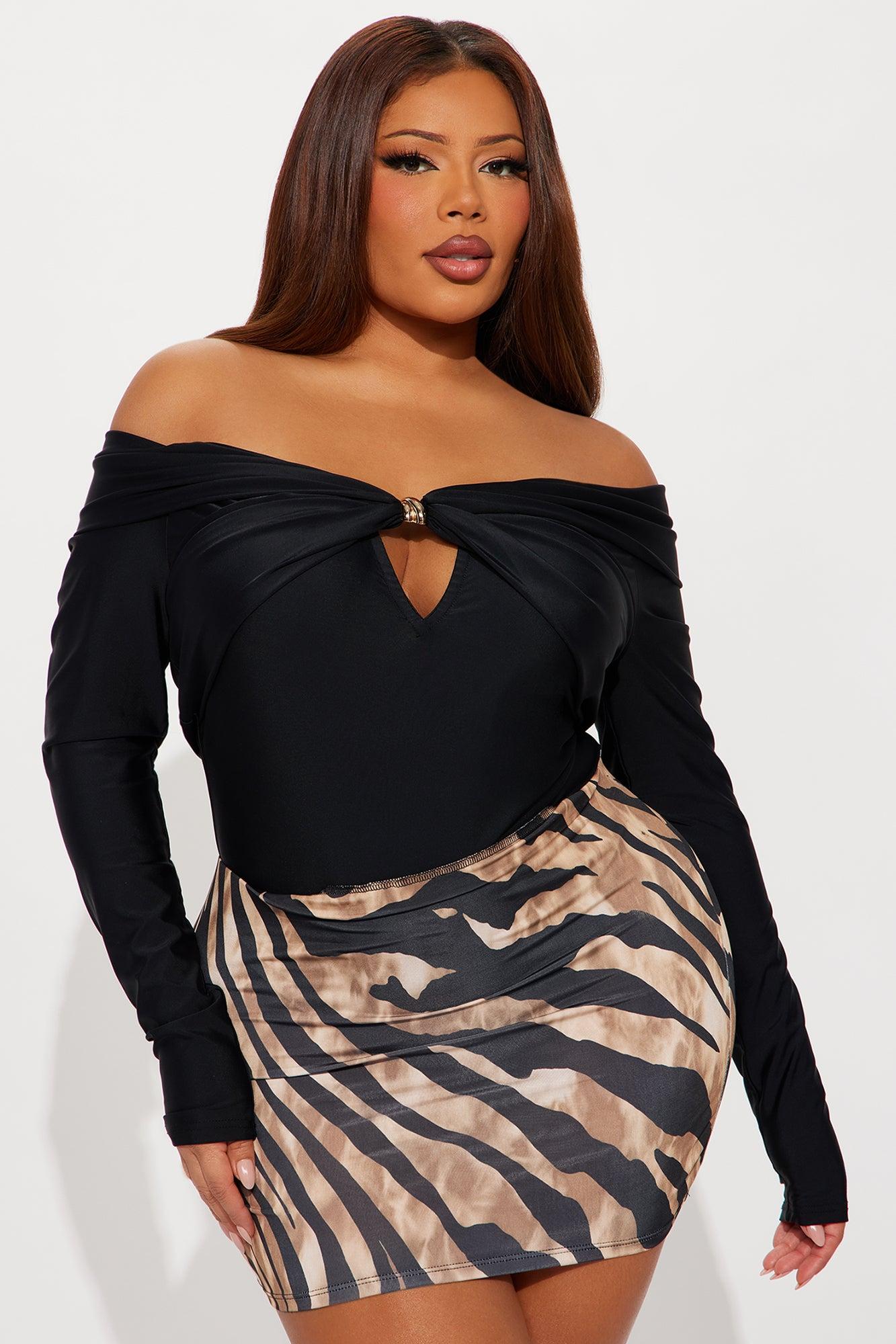 Sylvie Long Sleeve Off Shoulder Bodysuit - Black Female Product Image