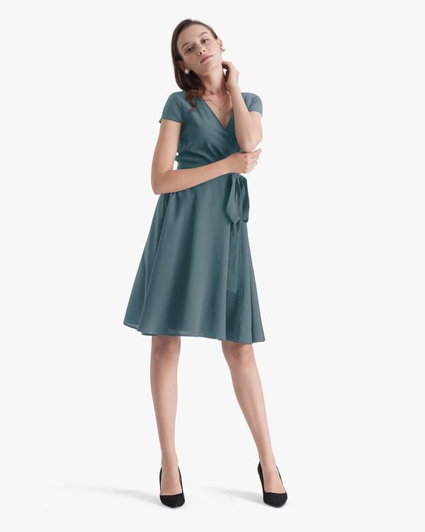 Figure Flattering Silk Wrap Dress Product Image