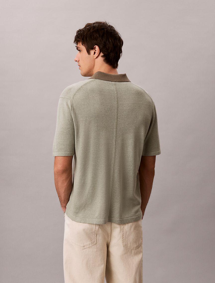 Linen Blend Polo Sweater Product Image