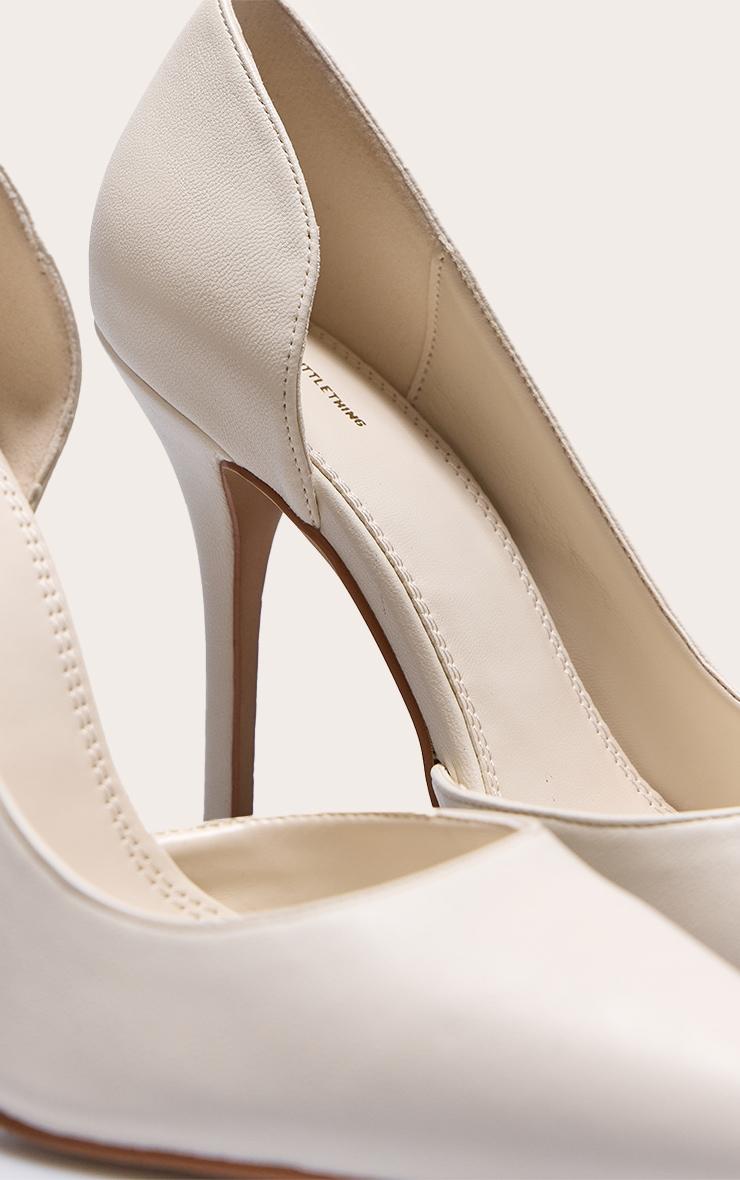Cream Pu Point Toe Curve Cut Out High Heel Courts Product Image