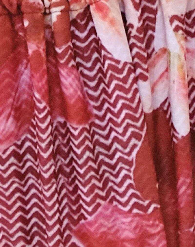 Leyna Bikini Bottom in Zig Zag Lily Burgundy with Beads Female Product Image