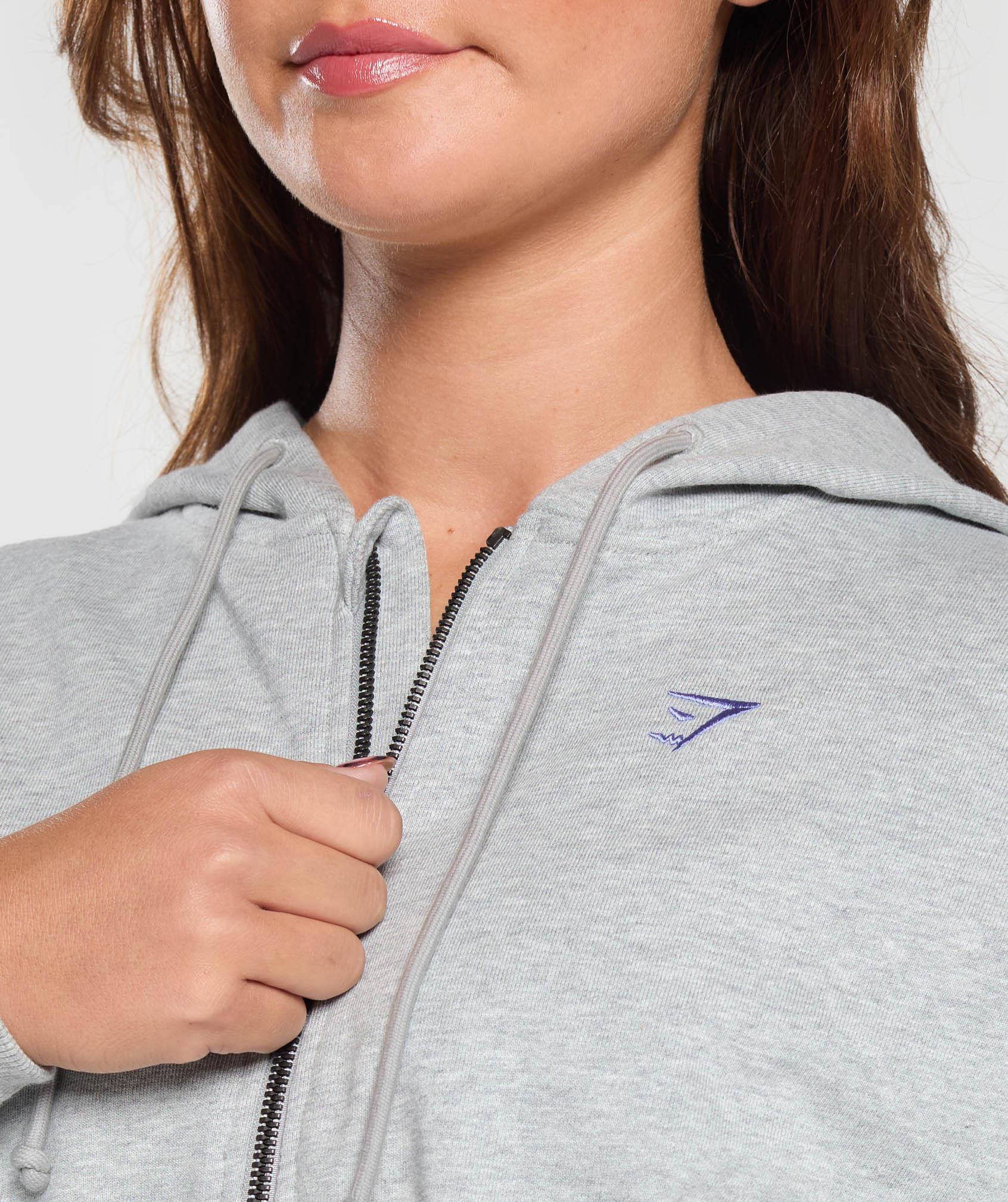 Gymshark Lifting Club Cropped Zip Up Hoodie - Light Grey Core Marl Female Product Image