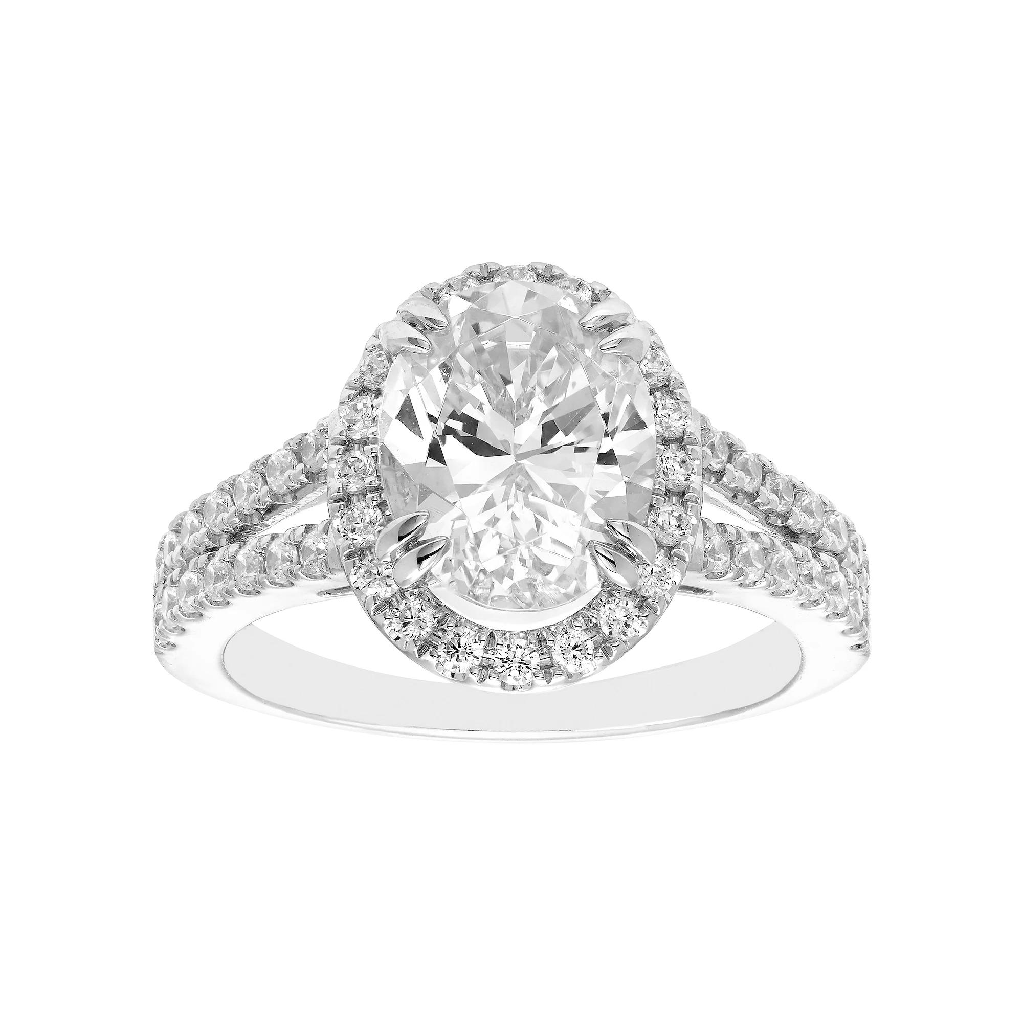 Evergreen Diamonds 14k White Gold 2 1/2 Carat T.W. IGL Certified Oval Lab-Grown Diamond Engagement Ring, Women's,  Product Image