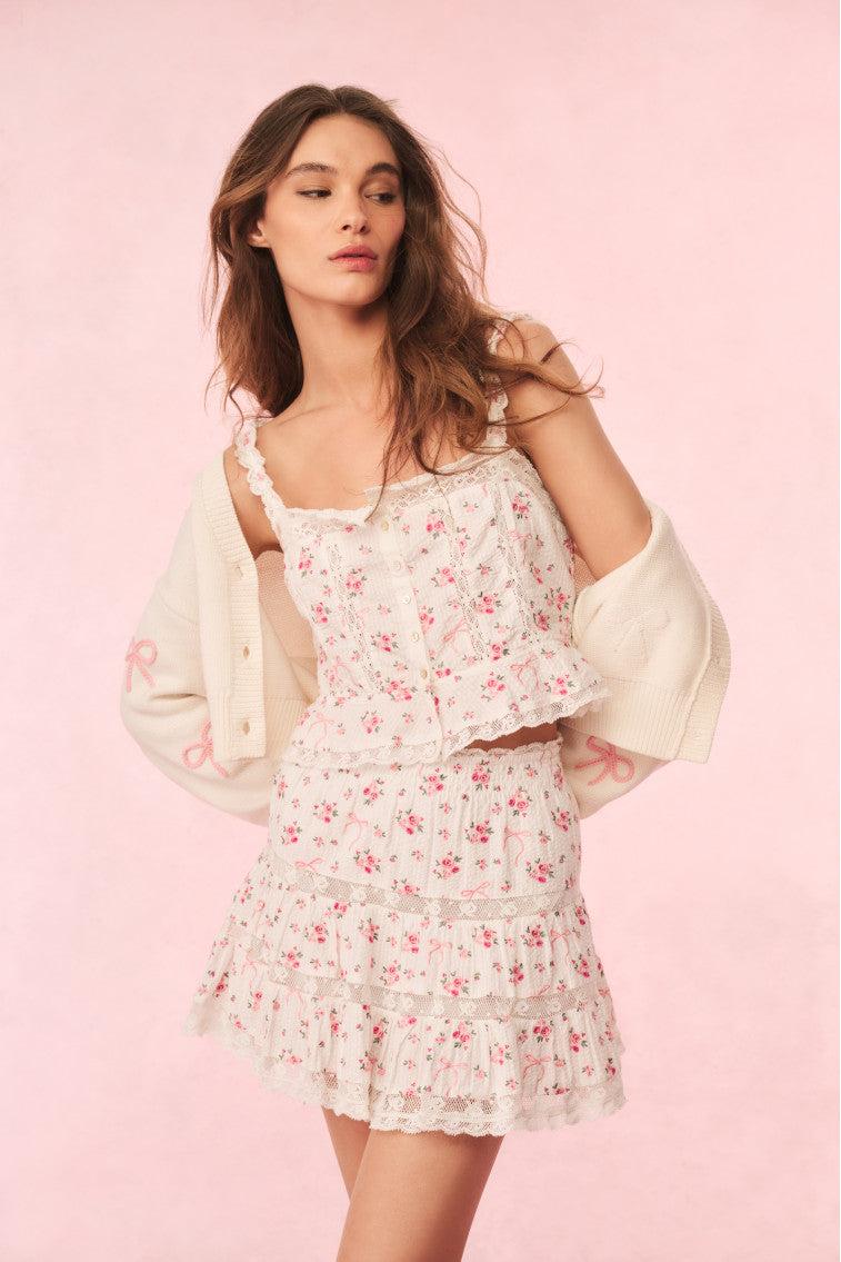 Viro Cotton Rose & Bow Mini Skirt Product Image