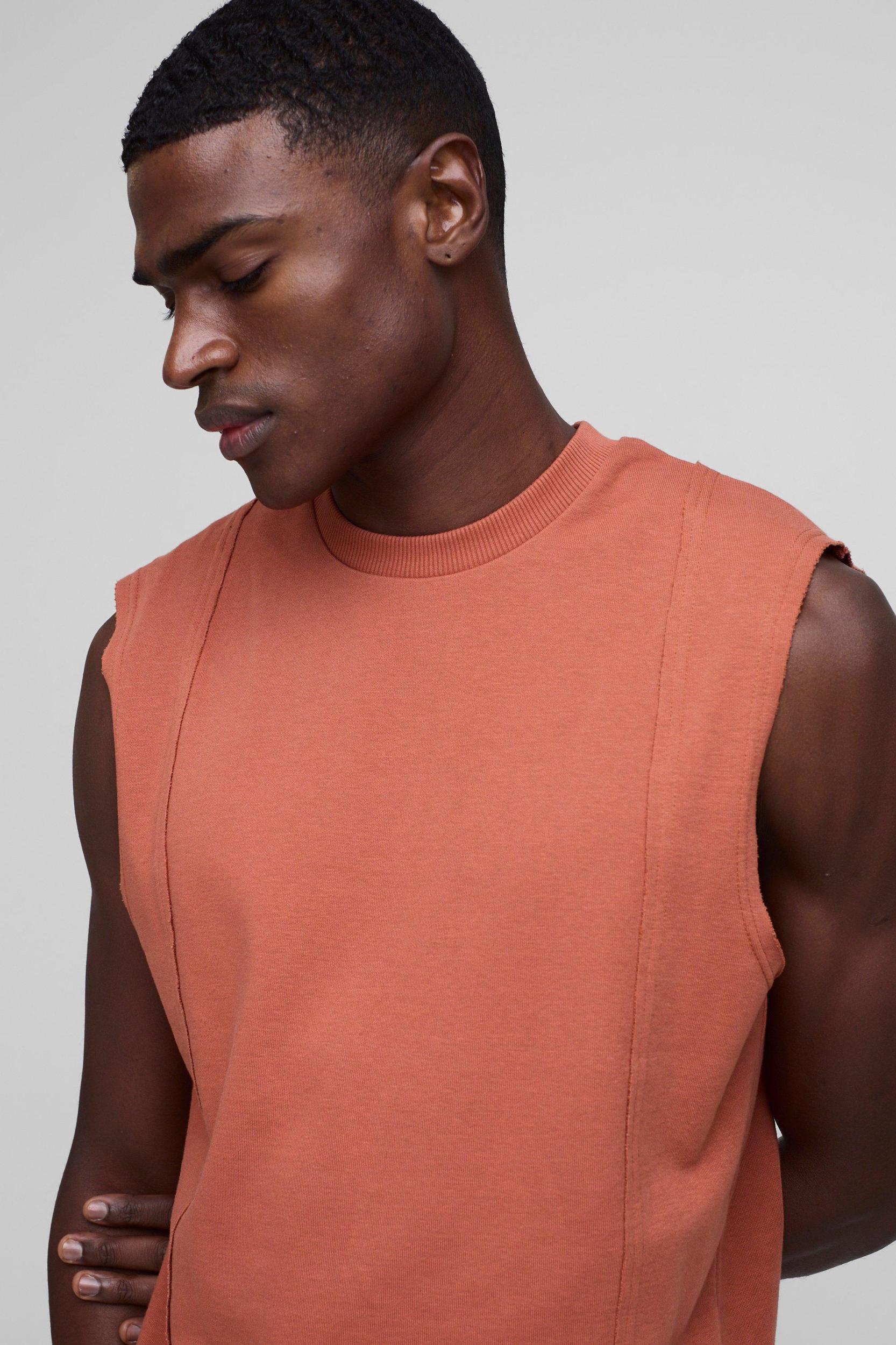 Boxy Seam Panel Heavyweight Tank | boohooMAN USA Product Image