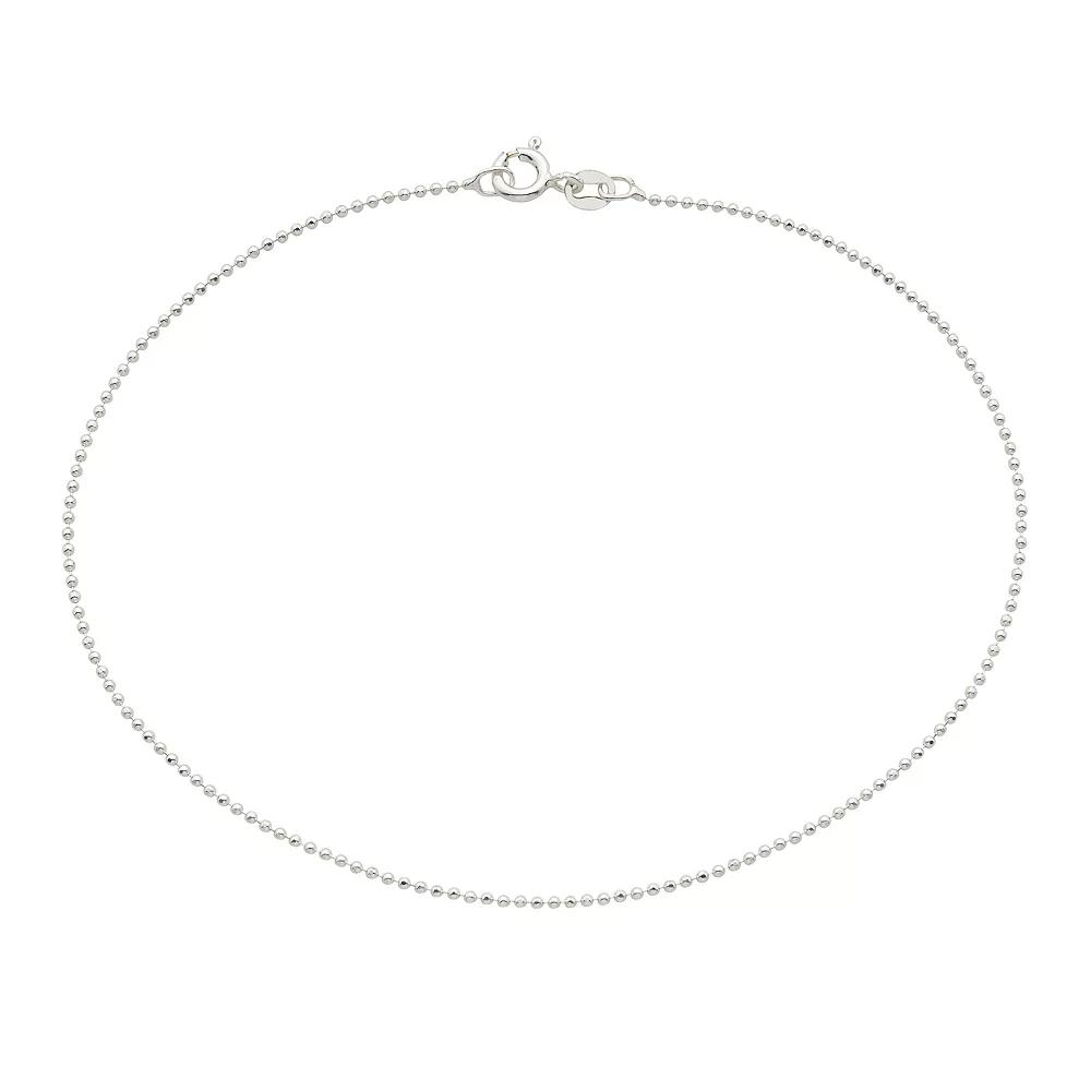 Sterling Silver Bead Anklet, Womens Product Image