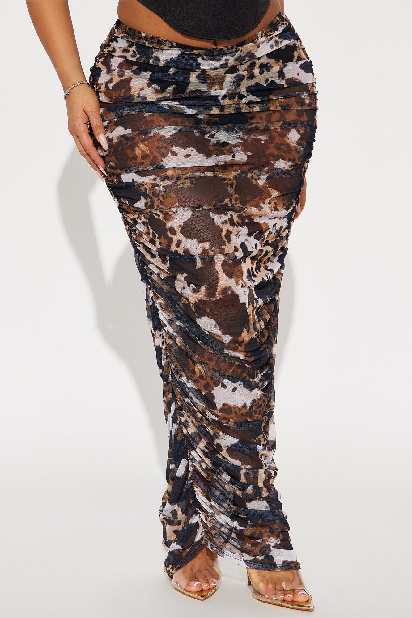 Chasing You Mesh Maxi Skirt - Brown/combo Product Image