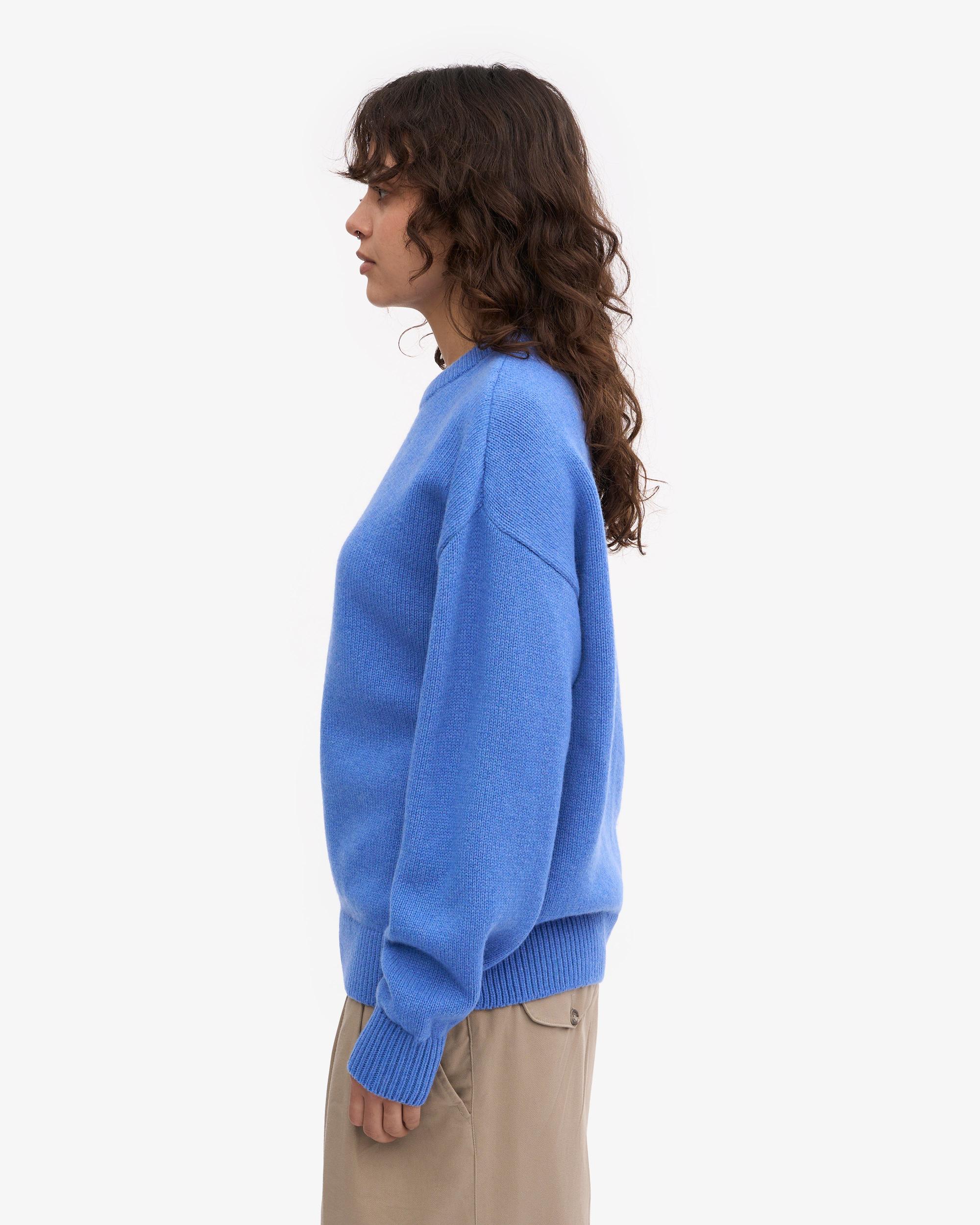 Oversized Merino Wool Crew - Pacific Blue Product Image