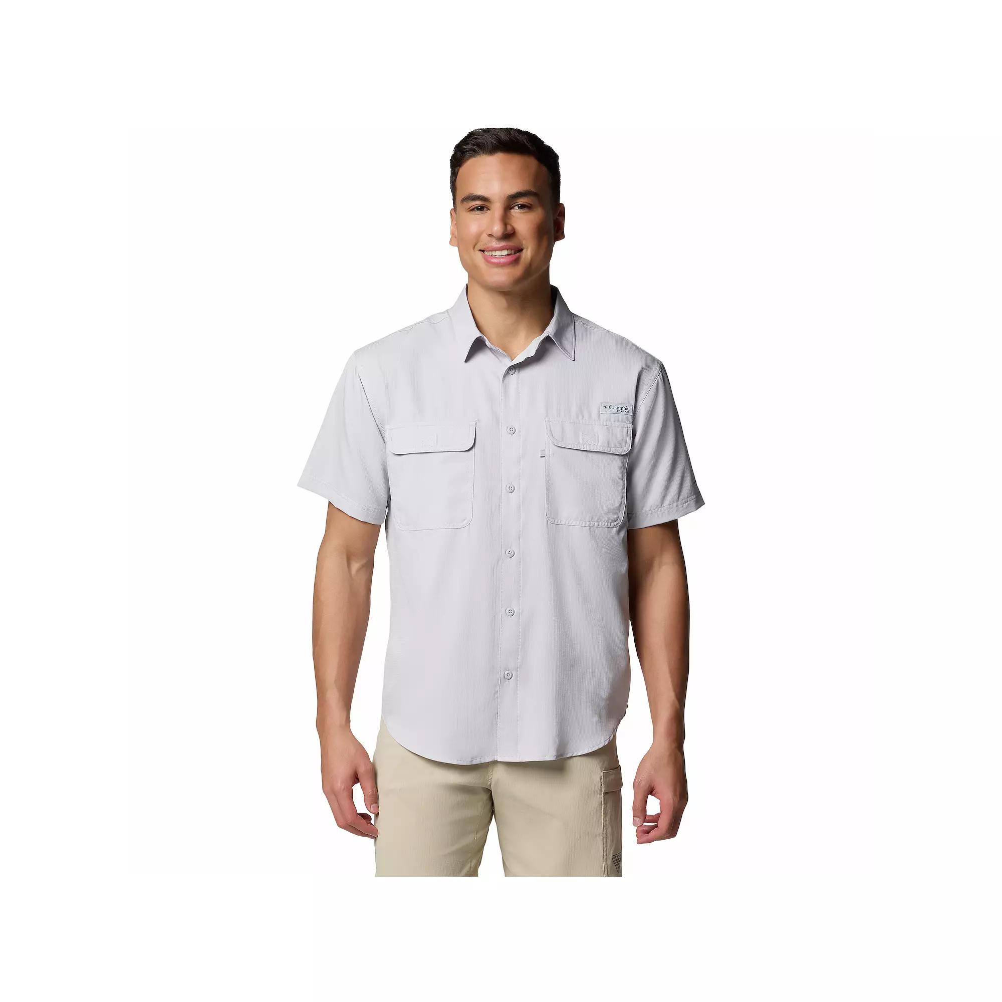 Men's Columbia PFG Backwater Short Sleeve Shirt, Size: Medium, Cool Grey Product Image