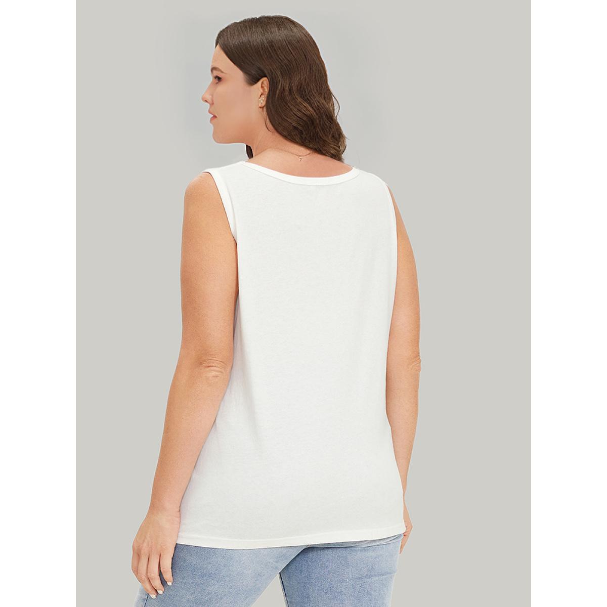 Plus Size Letter Print Crew Neck Graphic Tank Top Women White Casual Printed Dailywear Tank Tops Camis BloomChic 22-24/3X Product Image