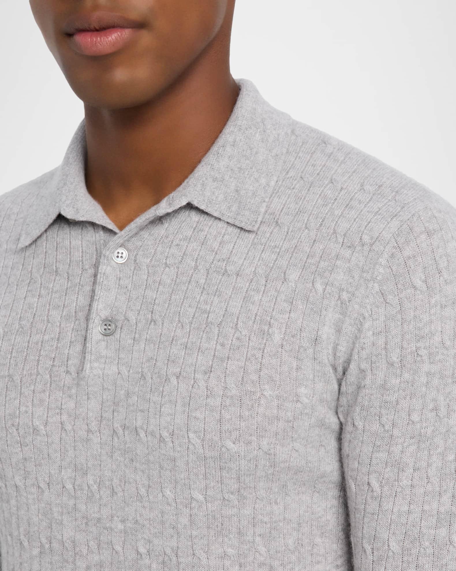 Men's Classic Micro Cable-Knit Long-Sleeve Polo Product Image