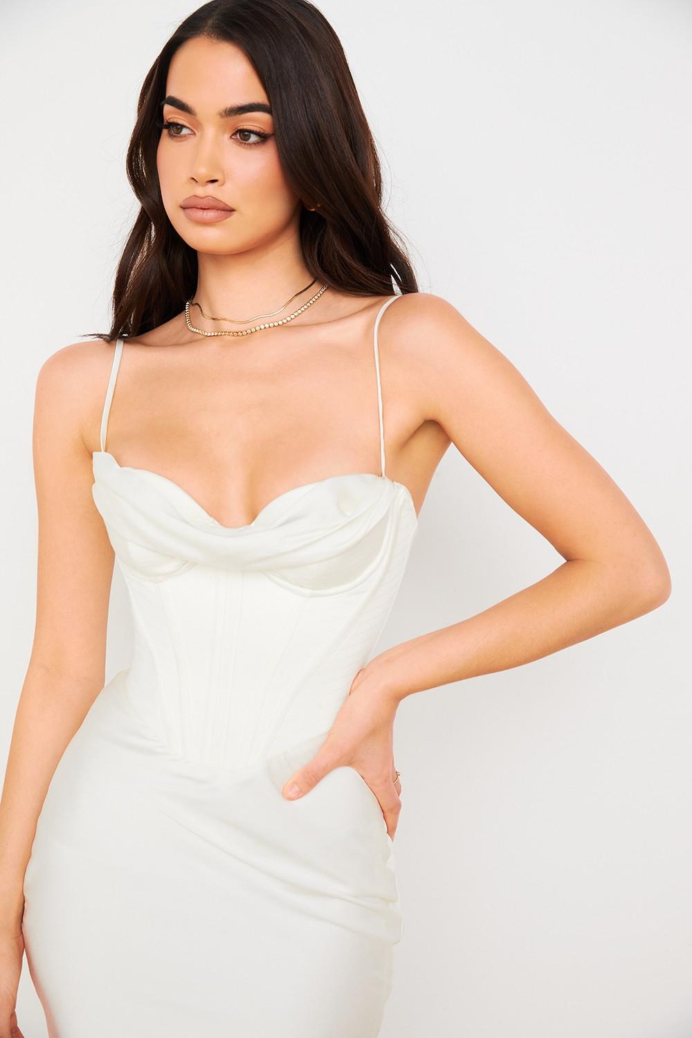 Myrna  ivory corset slip dress Product Image