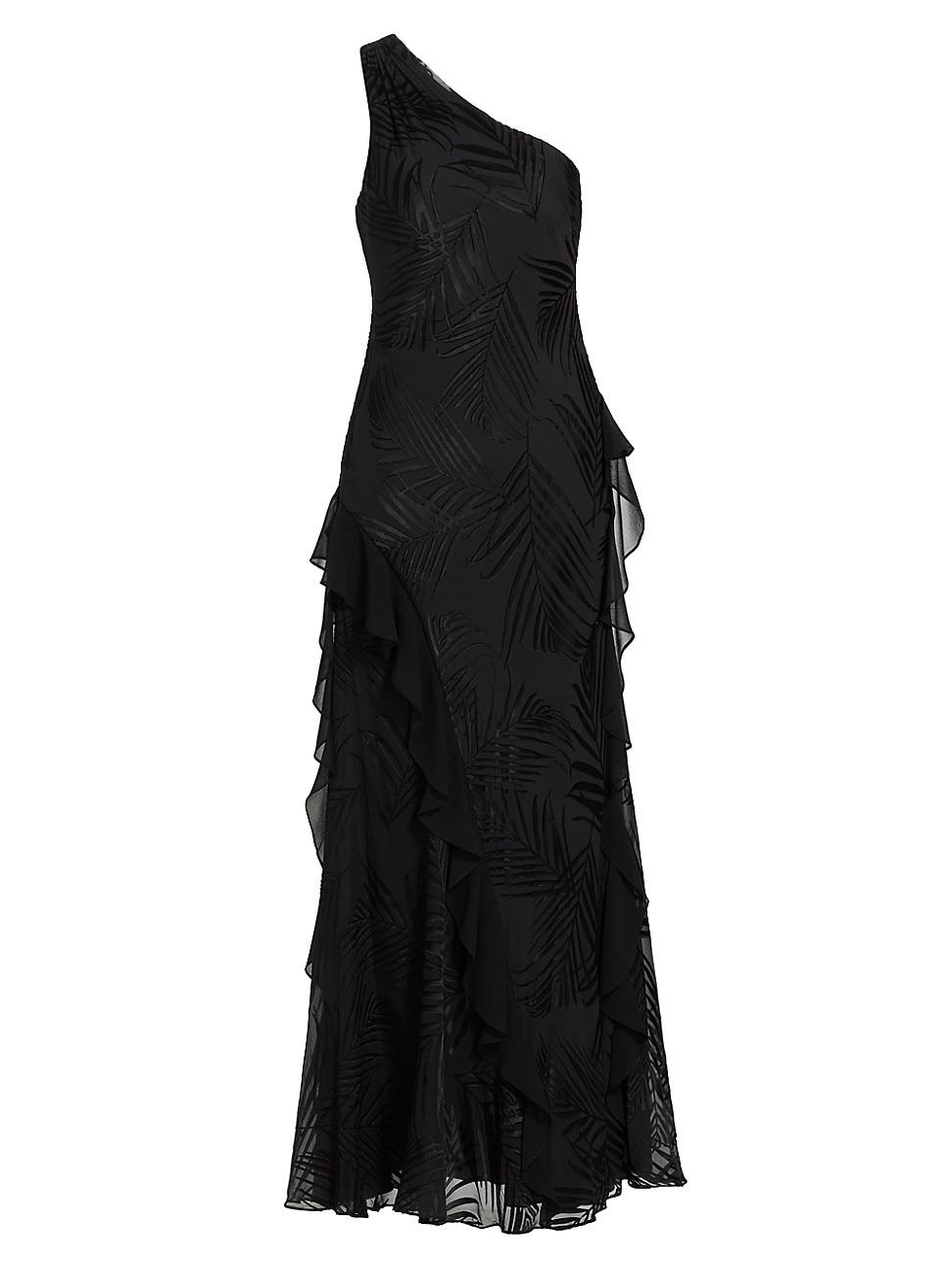 Womens Ryanna Chiffon Devore One-Shoulder Gown Product Image