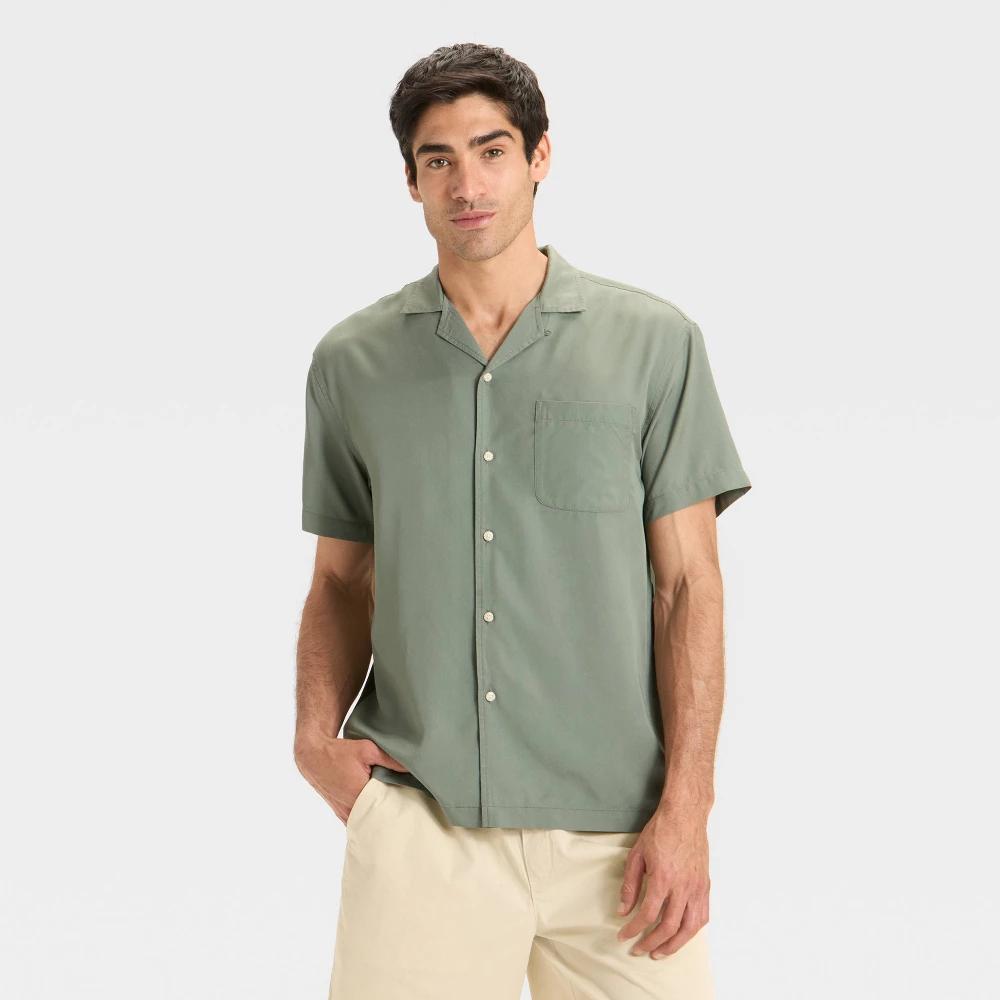 Men's Vacay Soft Twill Camp Shirt - Goodfellow & Co™ - Green S Product Image