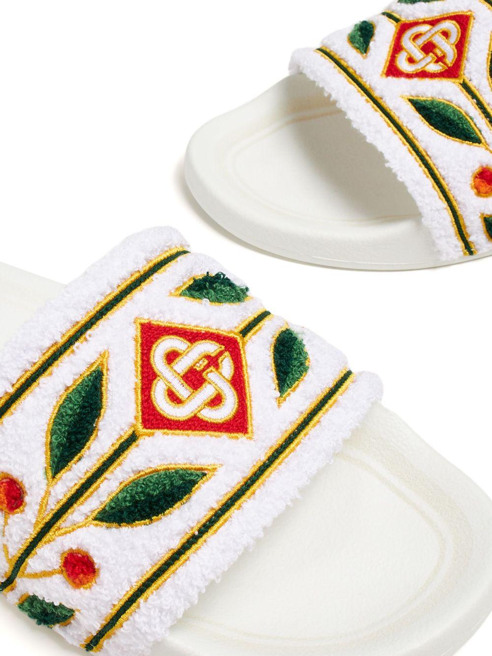 embroidered terry slides Product Image