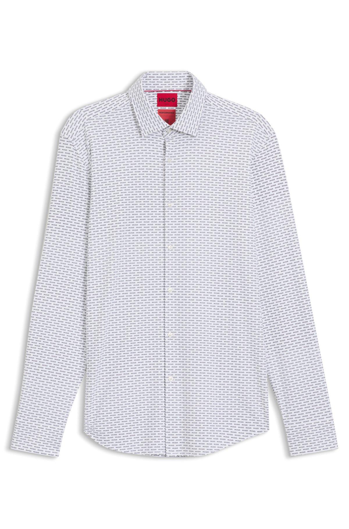 Printed slim-fit shirt in stretch jersey Product Image