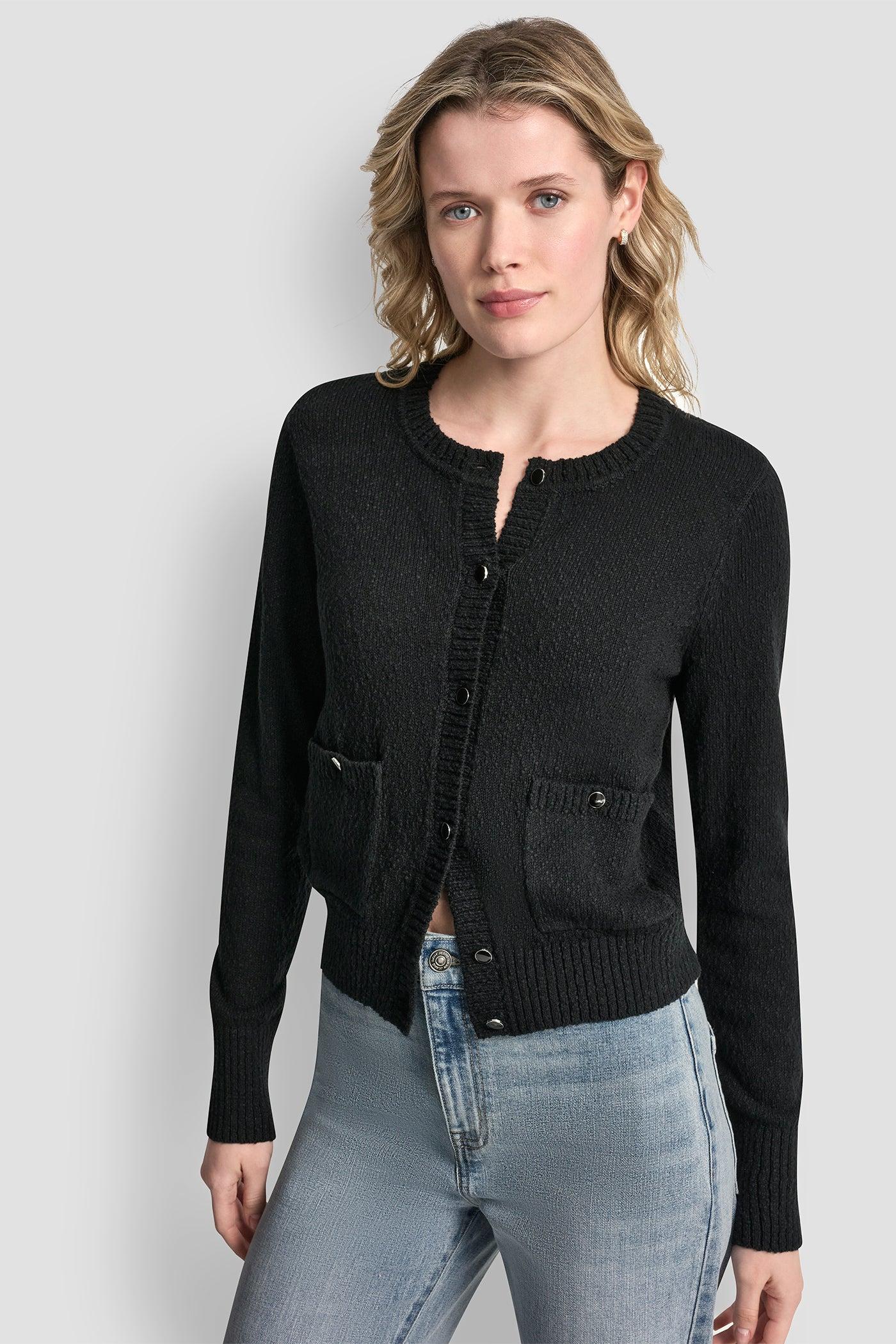 CREW NECK CARDIGAN WITH PATCH POCKETS Product Image
